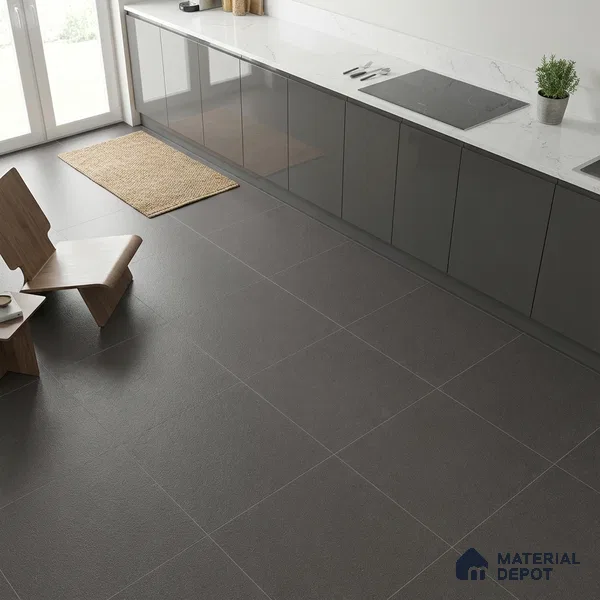 Stone Floor Tile TL 07645 F Earthstone Antracita 2 ft x 2 ft Punch Finish Anti Skid Outdoor Parking Vitrified Fullbody Tile - 16 mm | Suitable for Bathroom, Corridor, High Traffic Areas