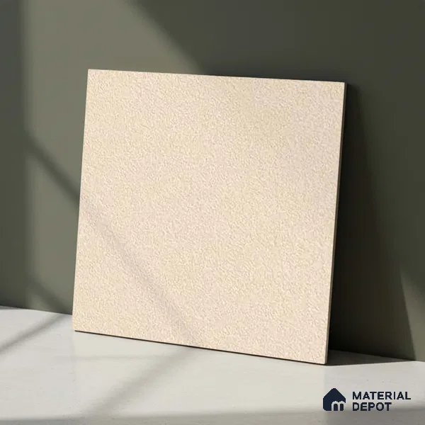 Stone Floor Tile TL 07645 Earthstone Crema 2 ft x 2 ft Punch Finish Anti Skid Outdoor Parking Vitrified Fullbody Tile - 16 mm | Suitable for Bathroom, Corridor, High Traffic Areas