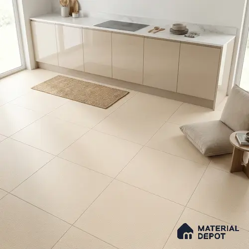 Stone Floor Tile TL 07645 Prime Earthstone Cream 2 ft x 2 ft Punch Finish Vitrified Fullbody Tile - 16 mm | Suitable for Living Room, Bedroom & Bathroom