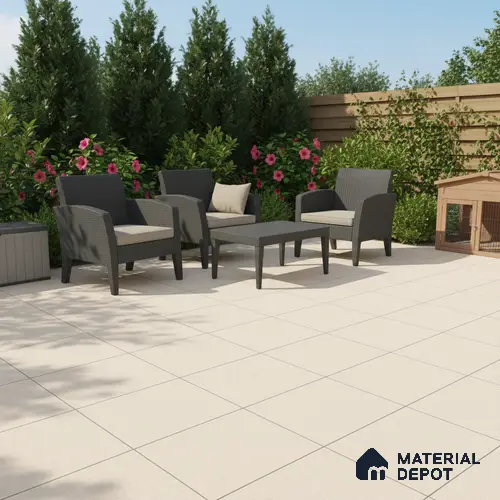 Stone Floor Tile TL 07645 Prime Earthstone Cream 2 ft x 2 ft Punch Finish Vitrified Fullbody Tile - 16 mm | Suitable for Living Room, Bedroom & Bathroom