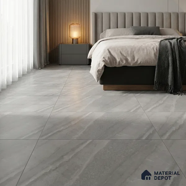 Marble Bardiglio Wall & Floor Tile TL 07646 B Stone Grey 4 ft x 2 ft Glue Matte Finish Vitrified Tile - 9 mm | Suitable For Living Room, Bedroom, Kitchen