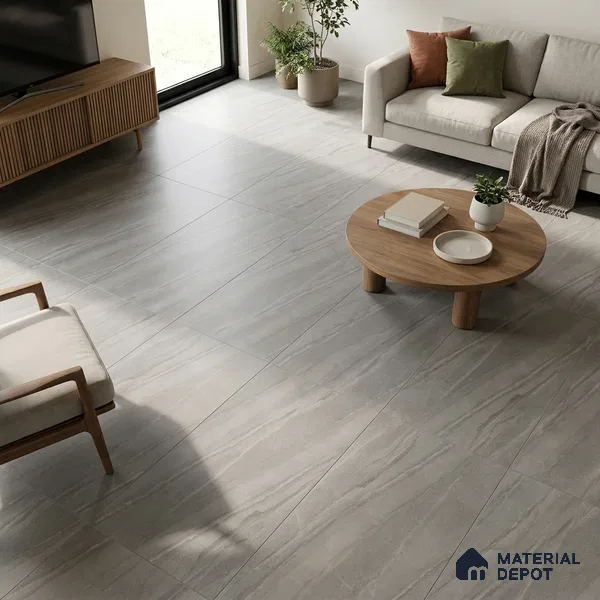 Marble Bardiglio Wall & Floor Tile TL 07646 B Stone Grey 4 ft x 2 ft Glue Matte Finish Vitrified Tile - 9 mm | Suitable For Living Room, Bedroom, Kitchen