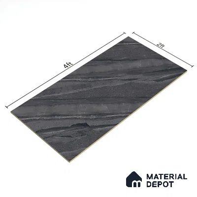 Marble Wall & Floor Tile TL 07646 C Black 4 ft x 2 ft Glue Matte Finish Vitrified Tile - 9 mm | Suitable For Living Room, Bedroom, Kitchen