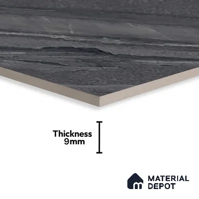 Marble Wall & Floor Tile TL 07646 C Black 4 ft x 2 ft Glue Matte Finish Vitrified Tile - 9 mm | Suitable For Living Room, Bedroom, Kitchen