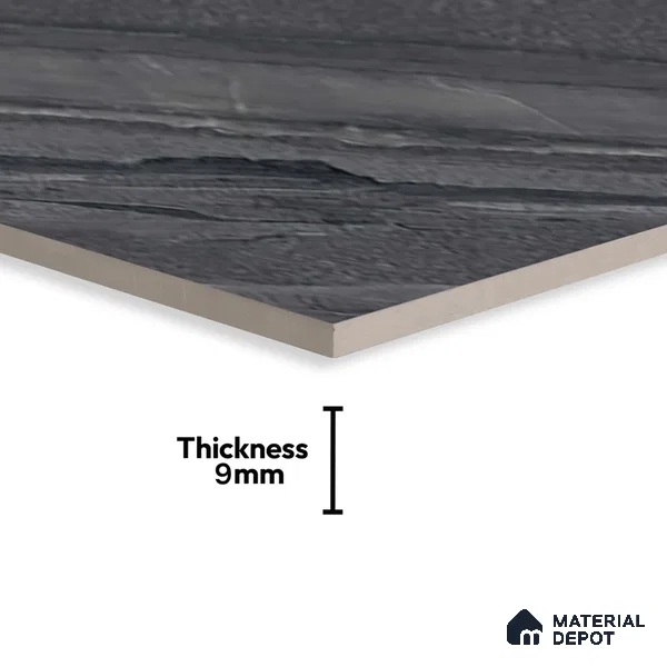 Marble Wall & Floor Tile TL 07646 C Black 4 ft x 2 ft Glue Matte Finish Vitrified Tile - 9 mm | Suitable For Living Room, Bedroom, Kitchen