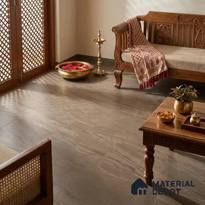 Marble Wall & Floor Tile TL 07646 Brown 4 ft x 2 ft Glue Matte Finish Vitrified Tile - 9 mm | Suitable For Living Room, Bedroom, Kitchen