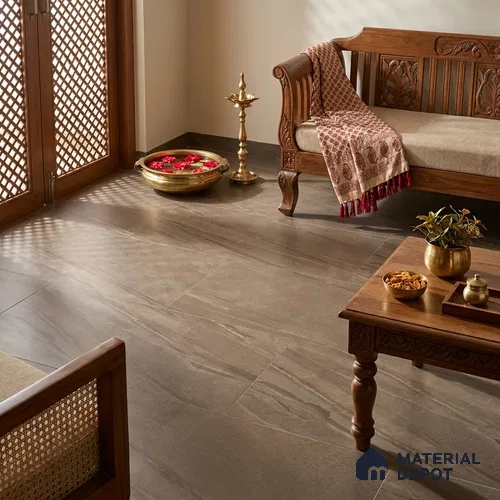 Marble Wall & Floor Tile TL 07646 Brown 4 ft x 2 ft Glue Matte Finish Vitrified Tile - 9 mm | Suitable For Living Room, Bedroom, Kitchen