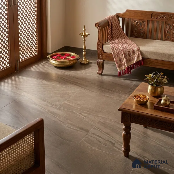 Marble Wall & Floor Tile TL 07646 Brown 4 ft x 2 ft Glue Matte Finish Vitrified Tile - 9 mm | Suitable For Living Room, Bedroom, Kitchen