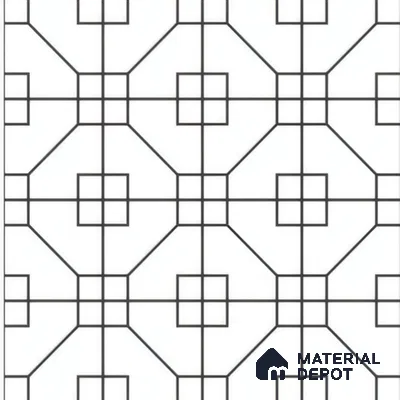 Moroccan Floor & Wall Tile TL 07649 Monochrome Geo Frame 1 ft x 1 ft Matte Finish Vitrified Tile - 9 mm | Suitable For Bathroom, Kitchen, Entryway | Please Expect a Slight Variation of Pattern