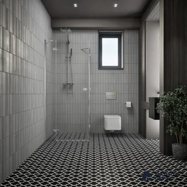 Moroccan Floor & Wall Tile TL 07650 Monochrome Arabesque Star 1 ft x 1 ft Matte Finish Vitrified Tile - 9 mm | Suitable For Bathroom, Kitchen, Entryway | Please Expect a Slight Variation of Pattern