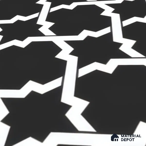 Moroccan Floor & Wall Tile TL 07650 Monochrome Arabesque Star 1 ft x 1 ft Matte Finish Vitrified Tile - 9 mm | Suitable For Bathroom, Kitchen, Entryway | Please Expect a Slight Variation of Pattern