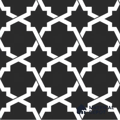 Moroccan Floor & Wall Tile TL 07650 Monochrome Arabesque Star 1 ft x 1 ft Matte Finish Vitrified Tile - 9 mm | Suitable For Bathroom, Kitchen, Entryway | Please Expect a Slight Variation of Pattern