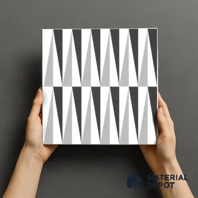 Moroccan Floor & Wall Tile TL 07651 Monochrome Prism 1 ft x 1 ft Matte Finish Vitrified Tile - 9 mm | Suitable For Bathroom, Kitchen, Entryway | Please Expect a Slight Variation of Pattern