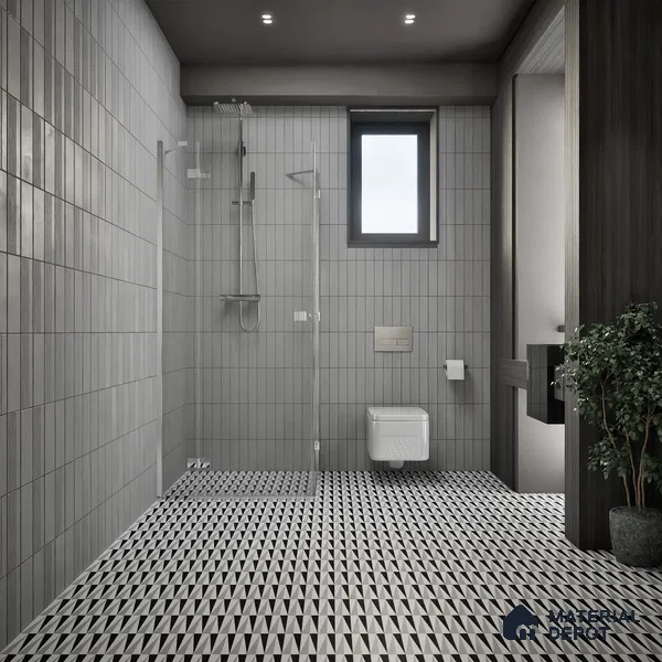 Moroccan Floor & Wall Tile TL 07651 Monochrome Prism 1 ft x 1 ft Matte Finish Vitrified Tile - 9 mm | Suitable For Bathroom, Kitchen, Entryway | Please Expect a Slight Variation of Pattern