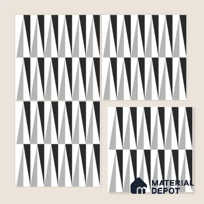 Moroccan Floor & Wall Tile TL 07651 Monochrome Prism 1 ft x 1 ft Matte Finish Vitrified Tile - 9 mm | Suitable For Bathroom, Kitchen, Entryway | Please Expect a Slight Variation of Pattern