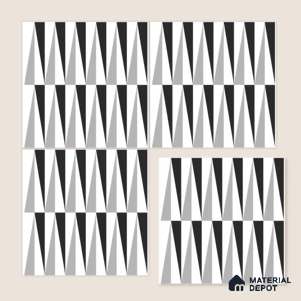 Moroccan Floor & Wall Tile TL 07651 Monochrome Prism 1 ft x 1 ft Matte Finish Vitrified Tile - 9 mm | Suitable For Bathroom, Kitchen, Entryway | Please Expect a Slight Variation of Pattern