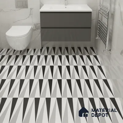 Moroccan Floor & Wall Tile TL 07651 Monochrome Prism 1 ft x 1 ft Matte Finish Vitrified Tile - 9 mm | Suitable For Bathroom, Kitchen, Entryway | Please Expect a Slight Variation of Pattern