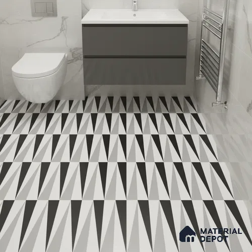 Moroccan Floor & Wall Tile TL 07651 Monochrome Prism 1 ft x 1 ft Matte Finish Vitrified Tile - 9 mm | Suitable For Bathroom, Kitchen, Entryway | Please Expect a Slight Variation of Pattern
