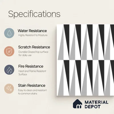 Moroccan Floor & Wall Tile TL 07651 Monochrome Prism 1 ft x 1 ft Matte Finish Vitrified Tile - 9 mm | Suitable For Bathroom, Kitchen, Entryway | Please Expect a Slight Variation of Pattern