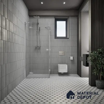 Moroccan Floor & Wall Tile TL 07652 Monochrome Linear Cross 1 ft x 1 ft Matte Finish Vitrified Tile - 9 mm | Suitable For Bathroom, Kitchen, Entryway | Please Expect a Slight Variation of Pattern