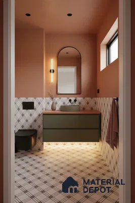 Moroccan Floor & Wall Tile TL 07652 Monochrome Linear Cross 1 ft x 1 ft Matte Finish Vitrified Tile - 9 mm | Suitable For Bathroom, Kitchen, Entryway | Please Expect a Slight Variation of Pattern