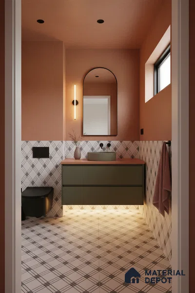Moroccan Floor & Wall Tile TL 07652 Monochrome Linear Cross 1 ft x 1 ft Matte Finish Vitrified Tile - 9 mm | Suitable For Bathroom, Kitchen, Entryway | Please Expect a Slight Variation of Pattern