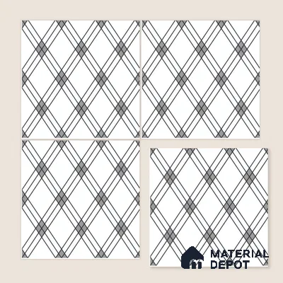 Moroccan Floor & Wall Tile TL 07652 Monochrome Linear Cross 1 ft x 1 ft Matte Finish Vitrified Tile - 9 mm | Suitable For Bathroom, Kitchen, Entryway | Please Expect a Slight Variation of Pattern