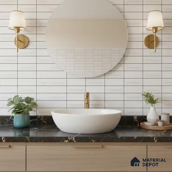 Faux Subway Wall Tile TL 07653 2 ft x 1 ft Ceramic Glossy Finish - 8 mm