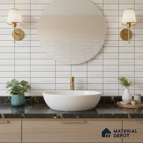 Faux Subway Wall Tile TL 07653 2 ft x 1 ft Ceramic Glossy Finish - 8 mm