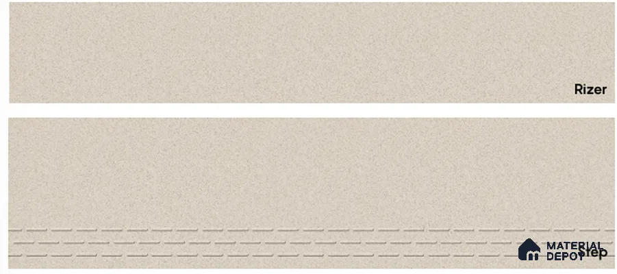 Cement Look Rock Creama Riser 4 ft x 8 inch Tile Satin Matte Finish TL 10757 Vitrified Full Body Stair Tile - 11 mm
