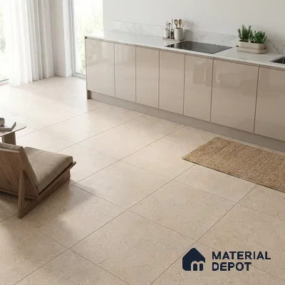 Stone Floor Tile TL 07666 B Prime Rialto Beige 2 ft x 2 ft Punch Finish Vitrified Fullbody  Tile - 16 mm | Suitable for Living Room, Bedroom & Bathroom (Sample)