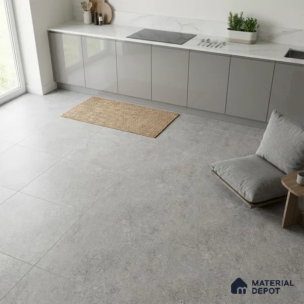 Stone Floor Tile TL 07666 C Prime Rialto Grey 2 ft x 2 ft Punch Finish Anti Skid Outdoor Parking Vitrified Fullbody Tile - 16 mm | Suitable for Bathroom, Corridor, High Traffic Areas