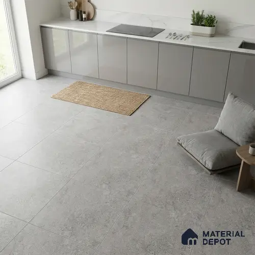 Stone Floor Tile TL 07666 C Prime Rialto Grey 2 ft x 2 ft Punch Finish Vitrified Fullbody Tile - 16 mm | Suitable for Living Room, Bedroom & Bathroom