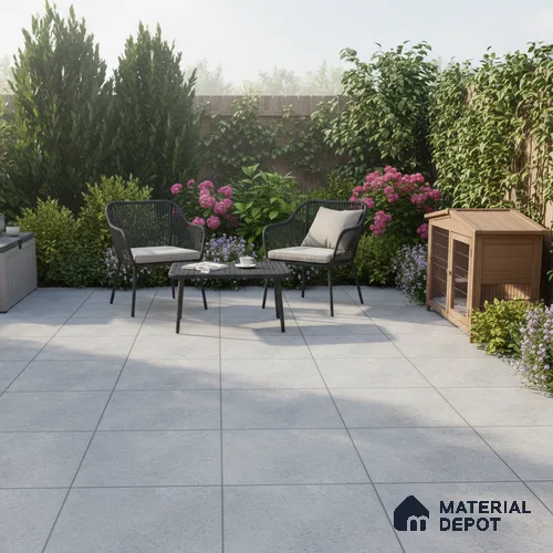 Stone Floor Tile TL 07666 C Prime Rialto Grey 2 ft x 2 ft Punch Finish Anti Skid Outdoor Parking Vitrified Fullbody Tile - 16 mm | Suitable for Bathroom, Corridor, High Traffic Areas