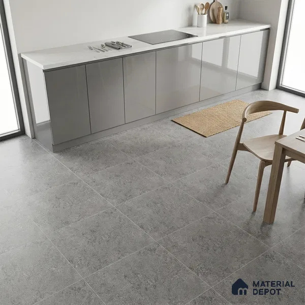 Stone Floor Tile TL 07666 D Prime Rialto Graphite 2 ft x 2 ft Punch Finish Anti Skid Outdoor Parking Vitrified Fullbody Tile - 16 mm | Suitable for Bathroom, Corridor, High Traffic Areas