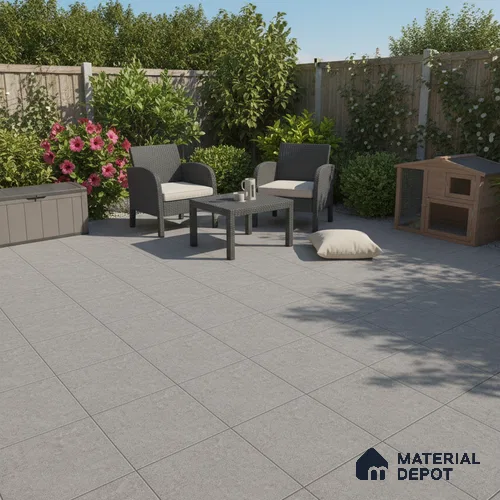 Stone Floor Tile TL 07666 D Prime Rialto Graphite 2 ft x 2 ft Punch Finish Anti Skid Outdoor Parking Vitrified Fullbody Tile - 16 mm | Suitable for Bathroom, Corridor, High Traffic Areas