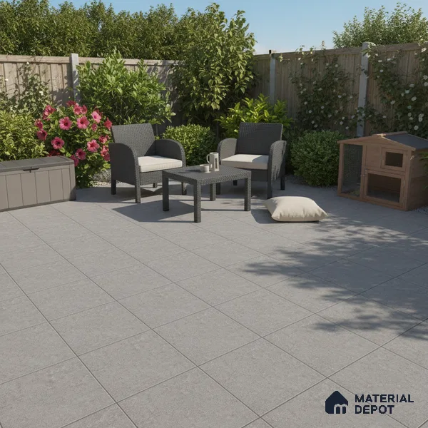 Stone Floor Tile TL 07666 D Prime Rialto Graphite 2 ft x 2 ft Punch Finish Anti Skid Outdoor Parking Vitrified Fullbody Tile - 16 mm | Suitable for Bathroom, Corridor, High Traffic Areas