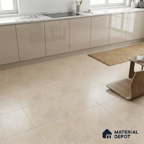 Stone Floor Tile TL 07666 Prime Rialto Crema 2 ft x 2 ft Punch Finish Vitrified Fullbody Tile - 16 mm | Suitable for Living Room, Bedroom & Bathroom