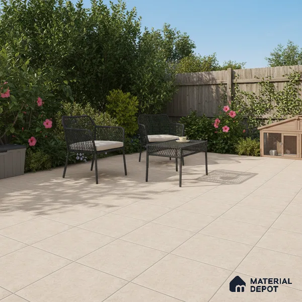 Stone Floor Tile TL 07666 Prime Rialto Crema 2 ft x 2 ft Punch Finish Anti Skid Outdoor Parking Vitrified Fullbody Tile - 16 mm | Suitable for Bathroom, Corridor, High Traffic Areas