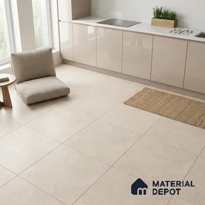 Stone Floor Tile TL 07670 Beton Taupe 2 ft x 2 ft Matte Finish Vitrified Tile - 9 mm | 10 Random Design  | Suitable For Bathroom, Terrace & Balcony