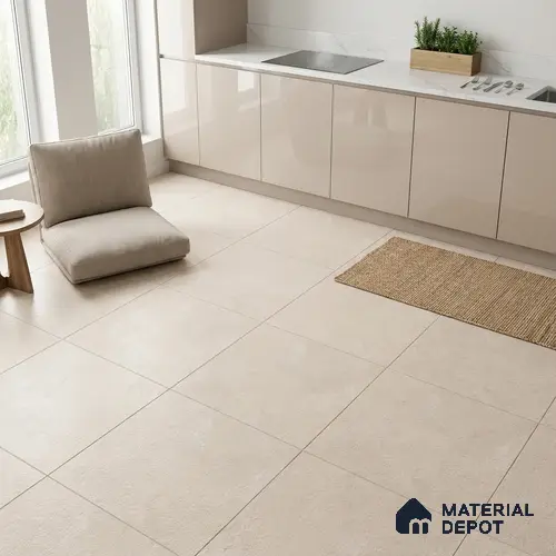 Stone Look Floor Tile TL 07670 Taupe Beton 2 ft x 2 ft Matte Finish Vitrified Tile - 9 mm | 10 Random Design | Suitable For Living Room, Dining & Patio