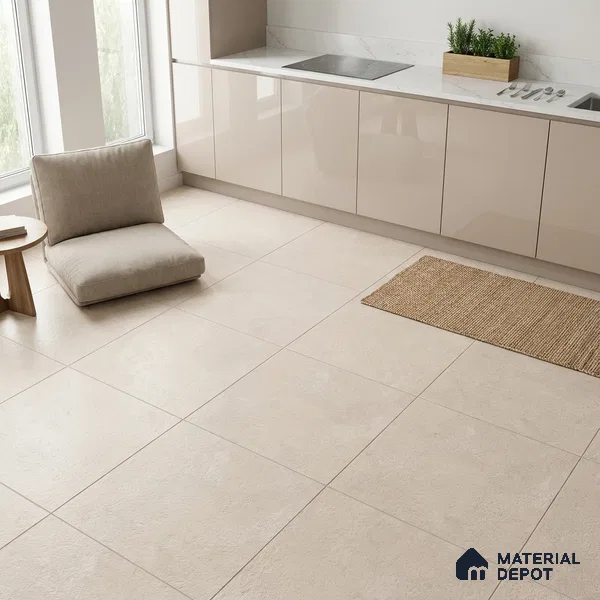 Stone Floor Tile TL 07670 Beton Taupe 2 ft x 2 ft Matte Finish Vitrified Tile - 9 mm | 10 Random Design | Suitable For Bathroom, Terrace & Balcony