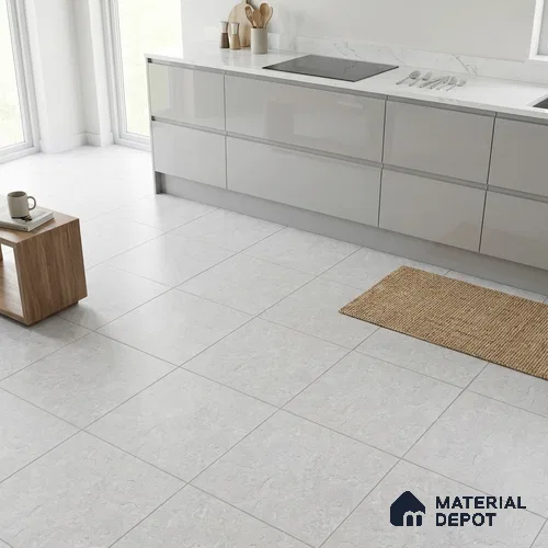 Stone Floor Tile TL 07671 Meta Stone Silver 2 ft x 2 ft Matte Finish Vitrified Tile - 9 mm | 10 Random Design  | Suitable For Bathroom, Terrace & Balcony