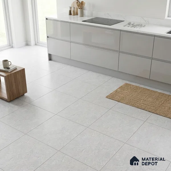 Stone Floor Tile TL 07671 Meta Stone Silver 2 ft x 2 ft Matte Finish Vitrified Tile - 9 mm | 10 Random Design  | Suitable For Bathroom, Terrace & Balcony