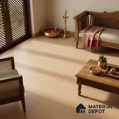 Stone Wall & Floor Tile TL 07676 Sunglow Yellow 4 ft x 2 ft Full Body Vitrified Matte Finish - 9 mm  Suitable For Living Room, Bedroom, Bathroom