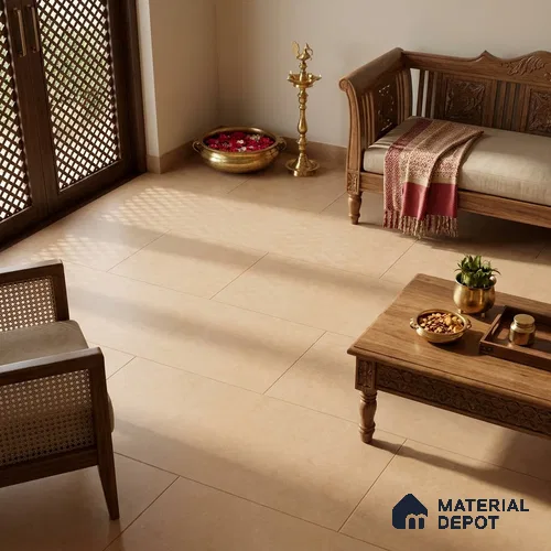 Stone Wall & Floor Tile TL 07676 Sunglow Yellow 4 ft x 2 ft Full Body Vitrified Matte Finish - 9 mm Suitable For Living Room, Bedroom, Bathroom