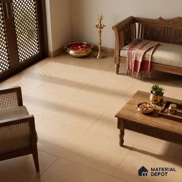 Stone Wall & Floor Tile TL 07676 Sunglow Yellow 4 ft x 2 ft Full Body Vitrified Matte Finish - 9 mm  Suitable For Living Room, Bedroom, Bathroom