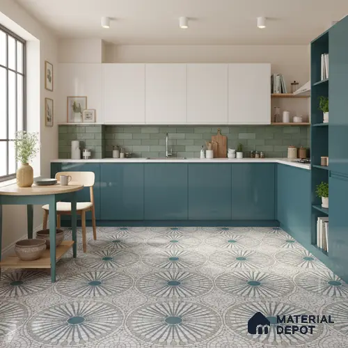 Moroccan Look Floor & Wall Tile TL 07687 Taurus 2 ft x 2 ft Sinker Finish Vitrified Tile - 9 mm  | Suitable For Living Room, Dining, Bathroom & Kitchen | Please Expect a Slight Variation of Pattern
