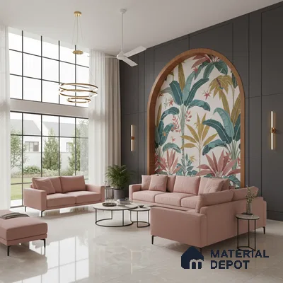 Marble Floor & Wall Tile TL 07688 Galaxy Grey 6 ft x 4 ft Carving Glossy Finish Vitrified Large Format Tile - 9 mm | Suitable for Living Room, Bedroom, Bathroom | Adhesive and Spacers Must be Used During Installation