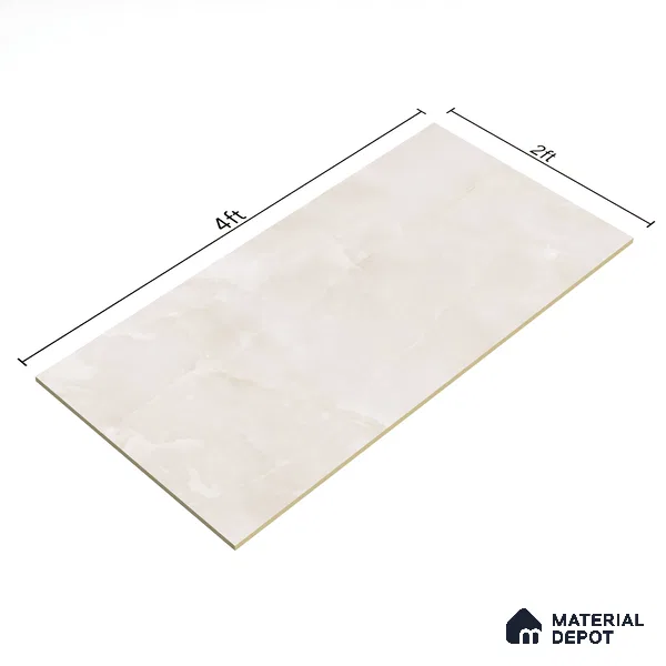 Marble Onyx Wall & Floor Tile TL 07691 B Antique Ivory 4 ft x 2 ft Matte Finish Vitrified Tile - 9 mm | Suitable For Living Room, Bedroom, Kitchen